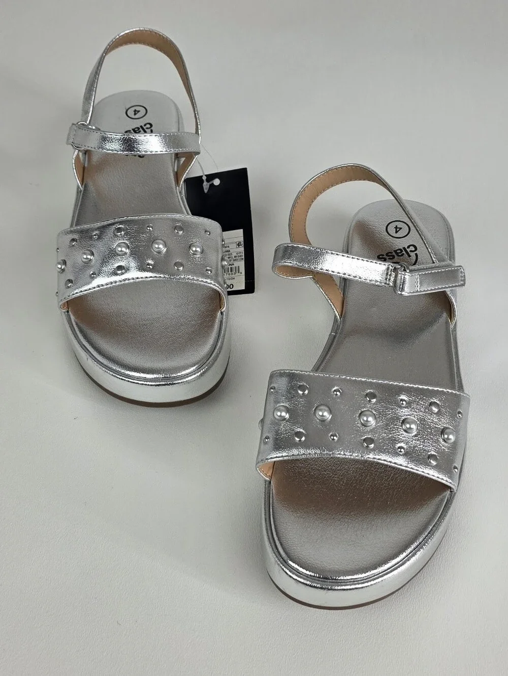 Art class Girls Silver Studded Ankle-Strap Sandals!
